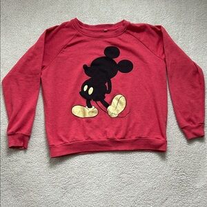 Women’s Size L Disney Red Sweatshirt with Mickey Mouse Logo